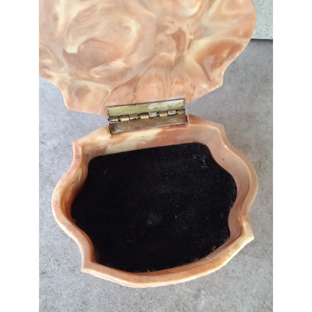 Inoclay vintage stone jewelry box three graces 3 muses trinket box USA Made 60s